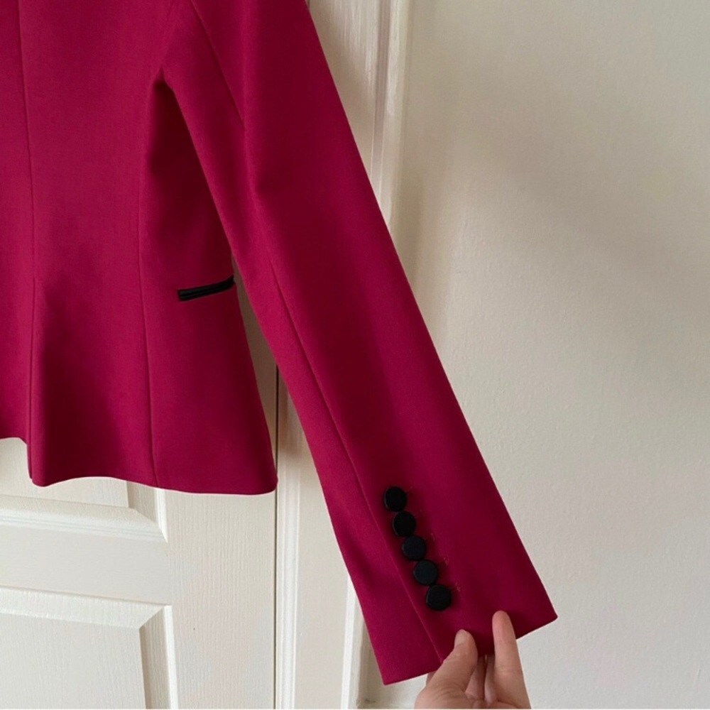 $650 Veronica Beard Keaton Shawl Lapel Tuxedo Fuchsia Pink Wool Jacket Blazer 0 - Picture 8 of 14